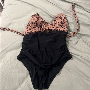 Leopard Print Cutout Tummy Control One Piece Swimsuit